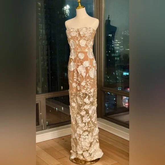 🆕 BRONX & BANCO 🧿 NWOT Jasmine Blanc Bridal Maxi Dress, Sz L US 8 - Picture 4 of 16